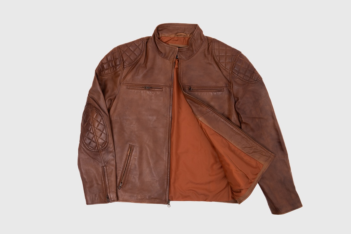 Morris Cognac Brown Leather Cafe Racer Jacket